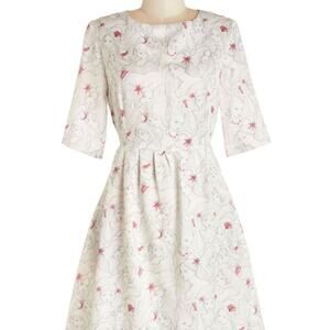 ModCloth La Casita de Wendy RARE silk print dress